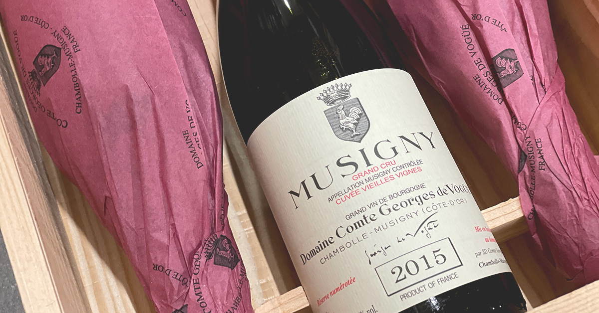 Etiquette Wine label Grand Cru Bourgogne Musigny de Vogüe 1946 numérotée