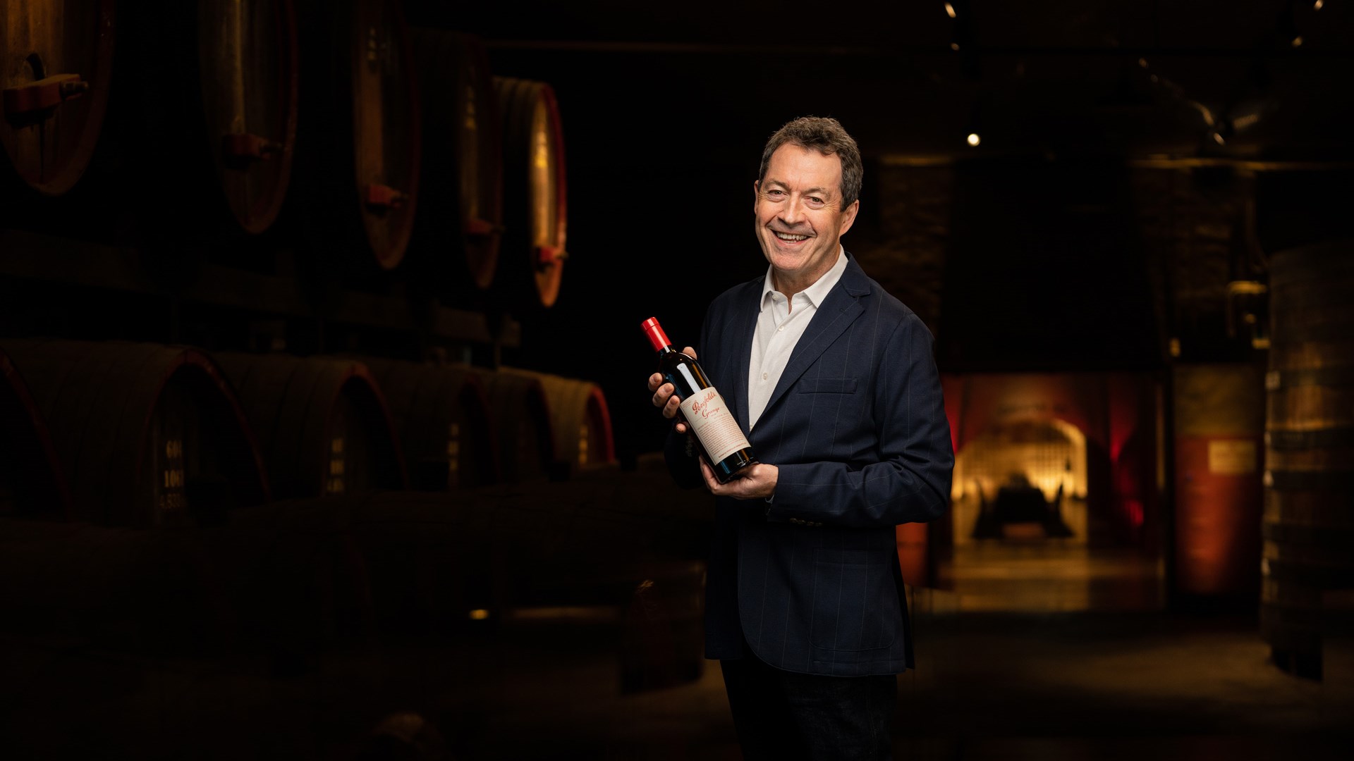 Peter Gago with the iconic wine " Grange "